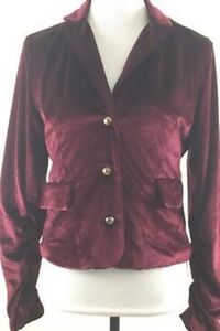 NEW Burgundy Maroon Velour Soft & Sexy Jacket Blazer Lady's M L XL